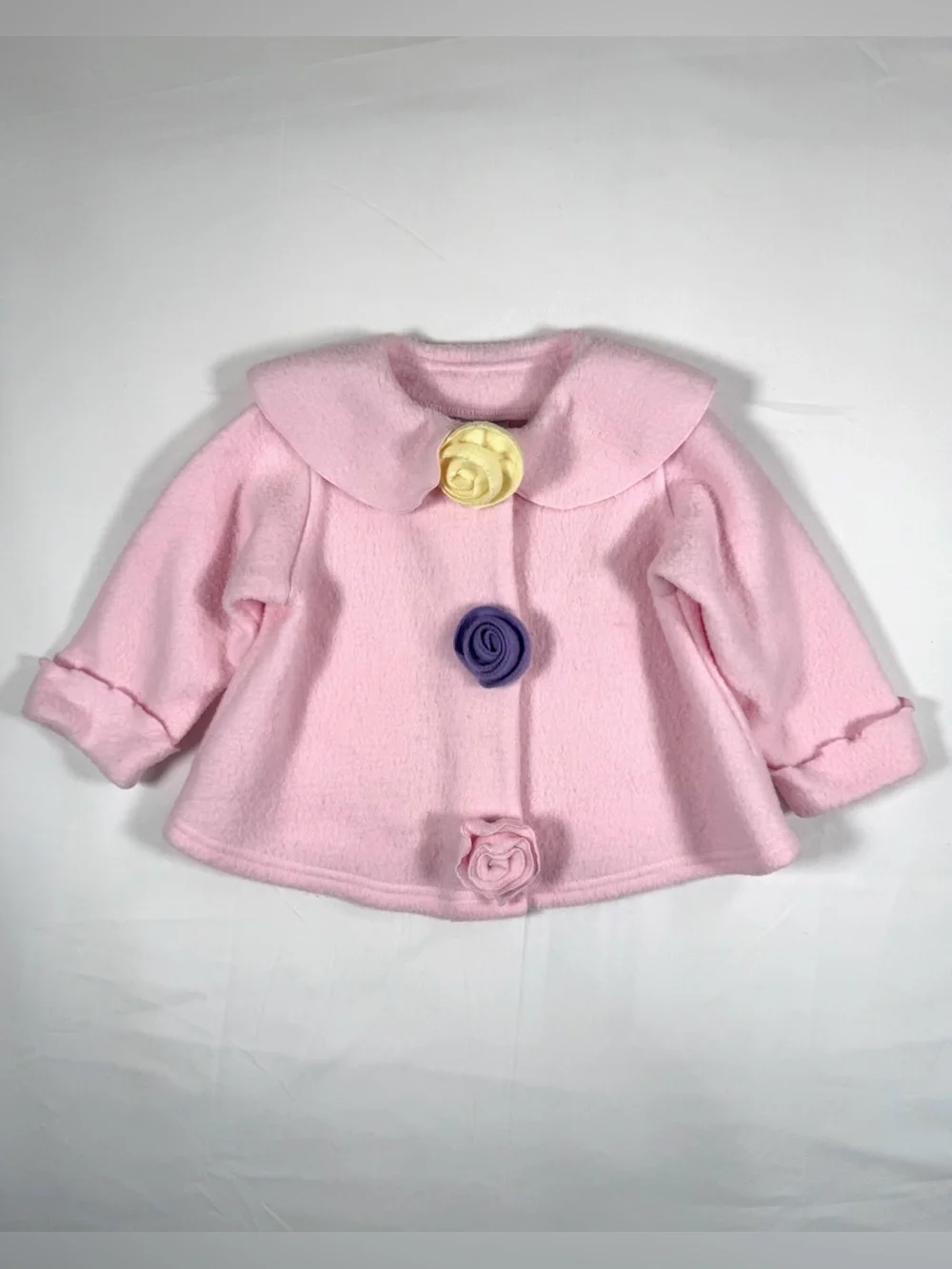 MACK‎ & CO Garden Jacket Baby Girl 18M Fleece Coat Cottagecore Rosette Collar